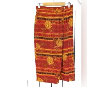 Elegant Dark Floral Maxi Skirt in Red and Gold 16W